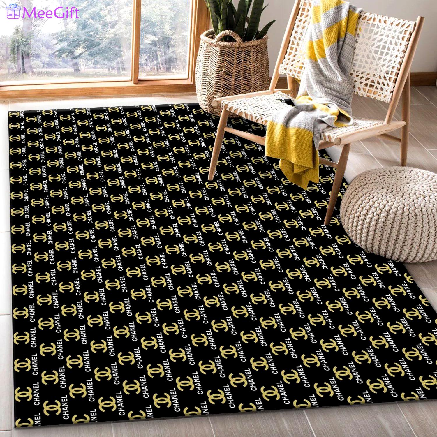 Rugs in living room and bedroom - Chanel area rug for christmas fashion brand rug bedroom rug family gift us decor Rectangle Rug