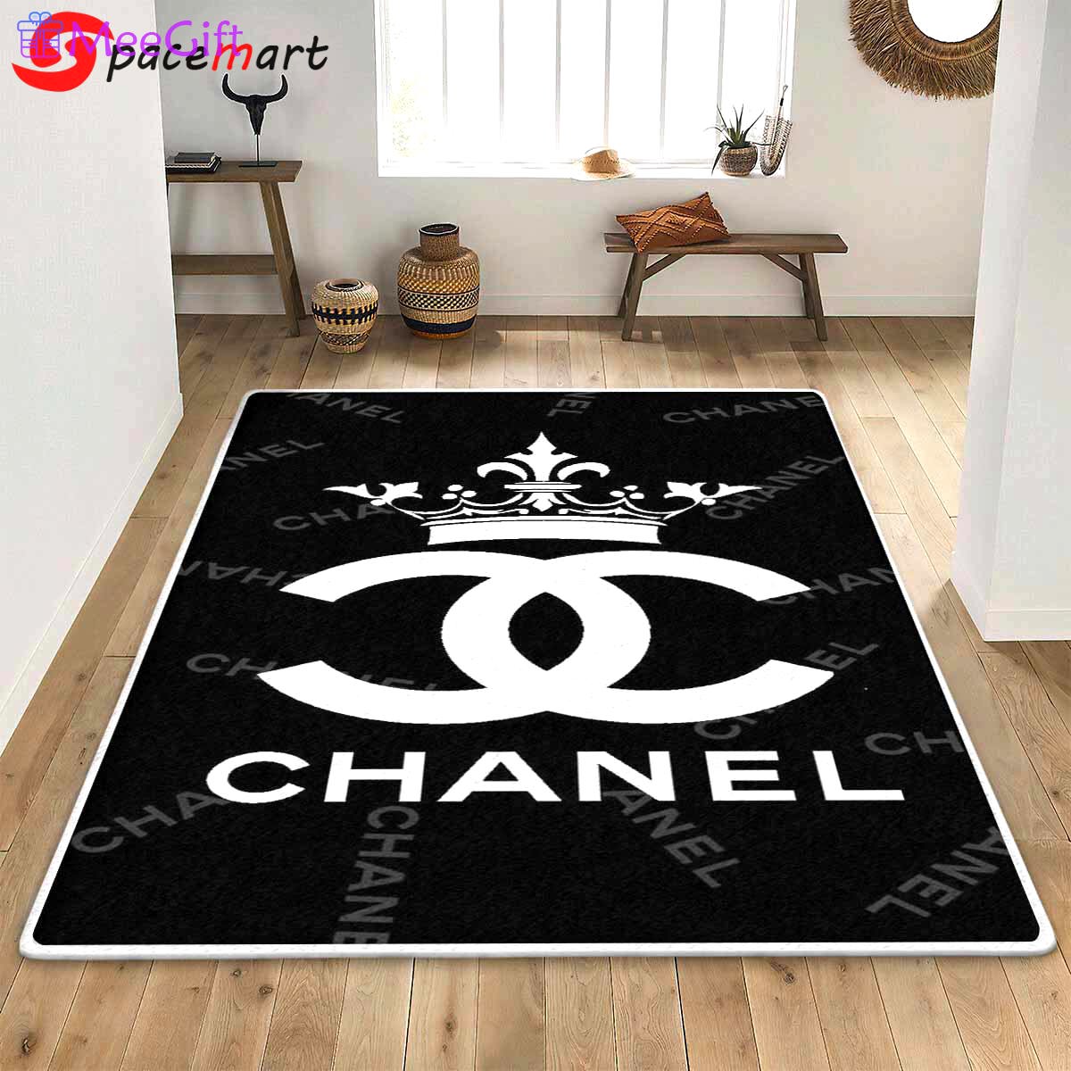 Rugs in living room and bedroom - Chanel queen chanel logo area rug - rugs Rectangle Rug