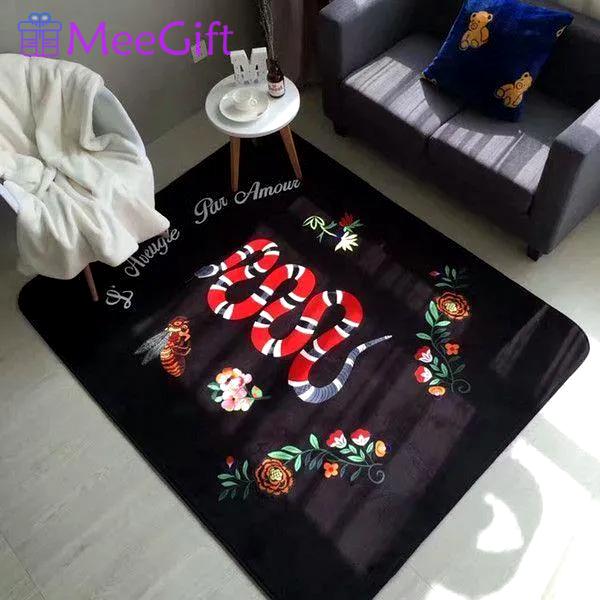 Rugs in living room and bedroom - Gucci snake flower luxury area rug for living room bedroom carpet home decorations mat Rectangle Rug