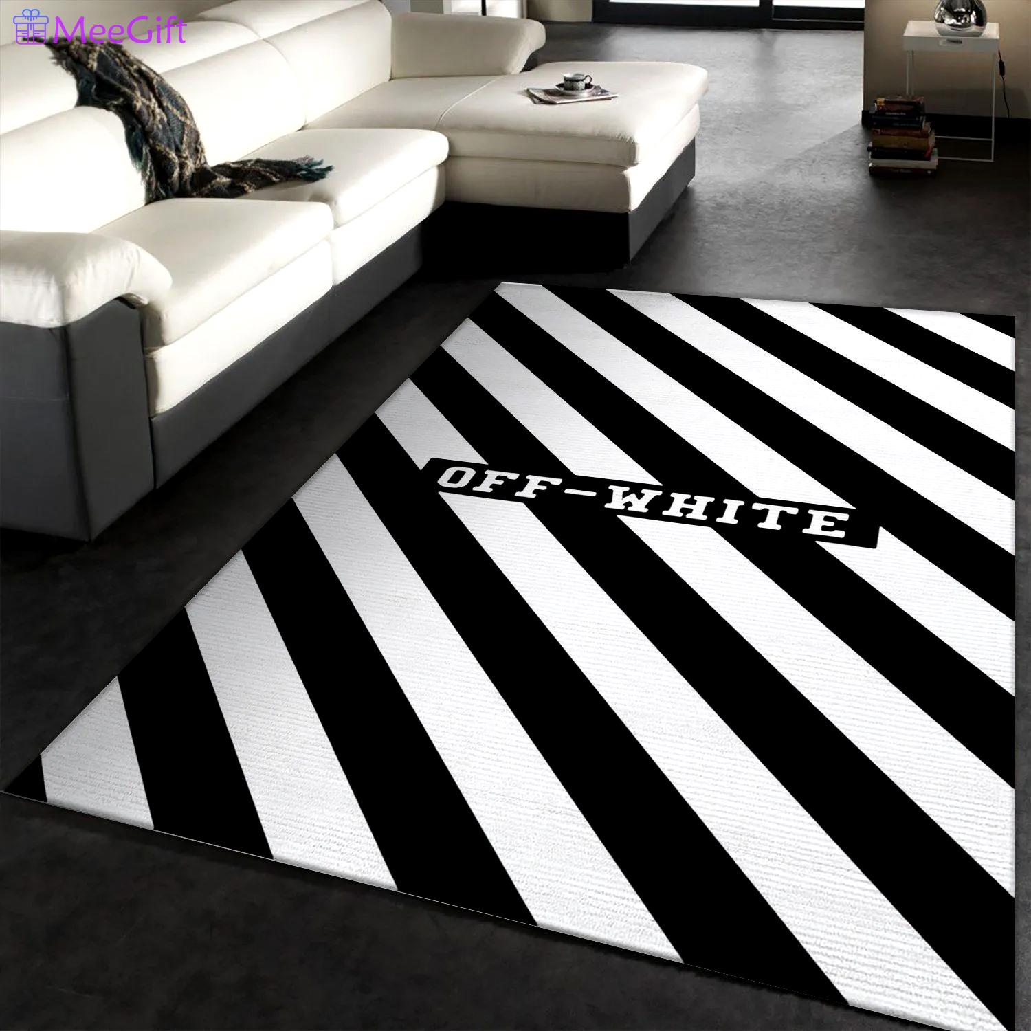 Rugs in living room and bedroom - Off-white area rug fashion brand rug floor decor home decorations Rectangle Rug
