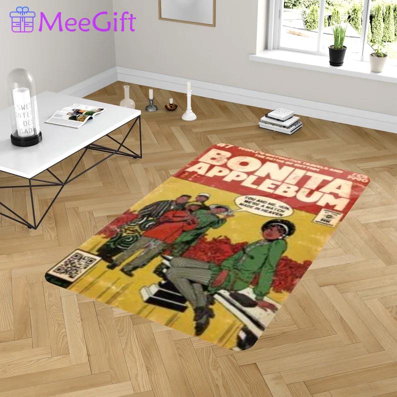 Rugs in living room and bedroom a tribe called quest rug - bonita applebum rug - hip hop comic rug- album music comic rug- album tracklist rug- music gift- funny comic rug Rectangle Rug