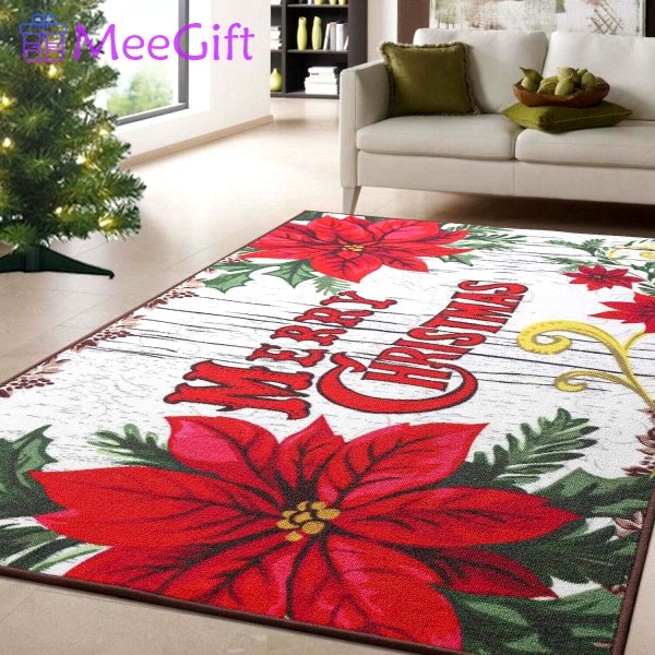 Rugs in living room and bedroom christmas poinsettia home decor rectangle area rug Rectangle Rug