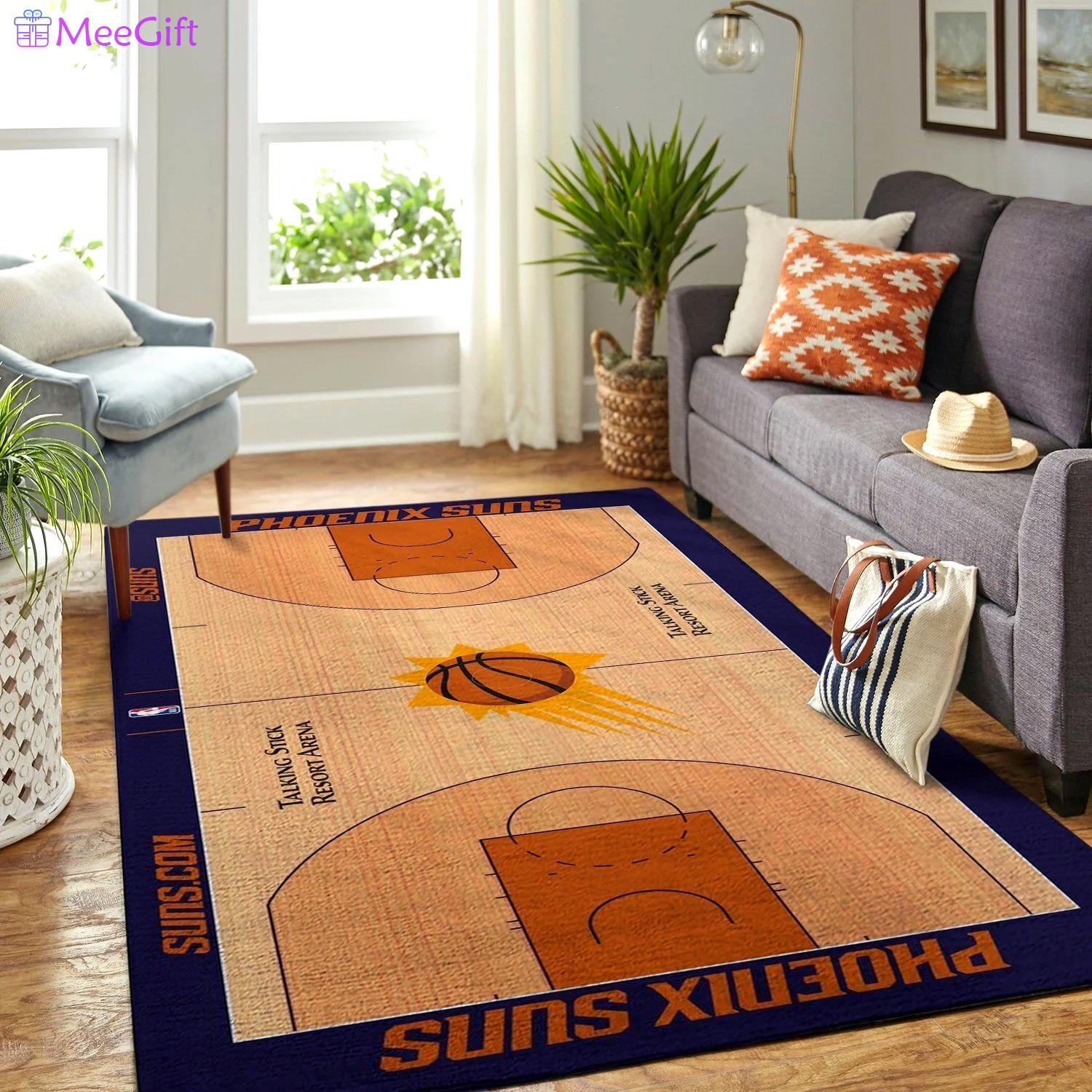 Rugs in living room and bedroom phoenix suns court area rug nba basketball team logo carpet living room rugs floor decor Rectangle Rug