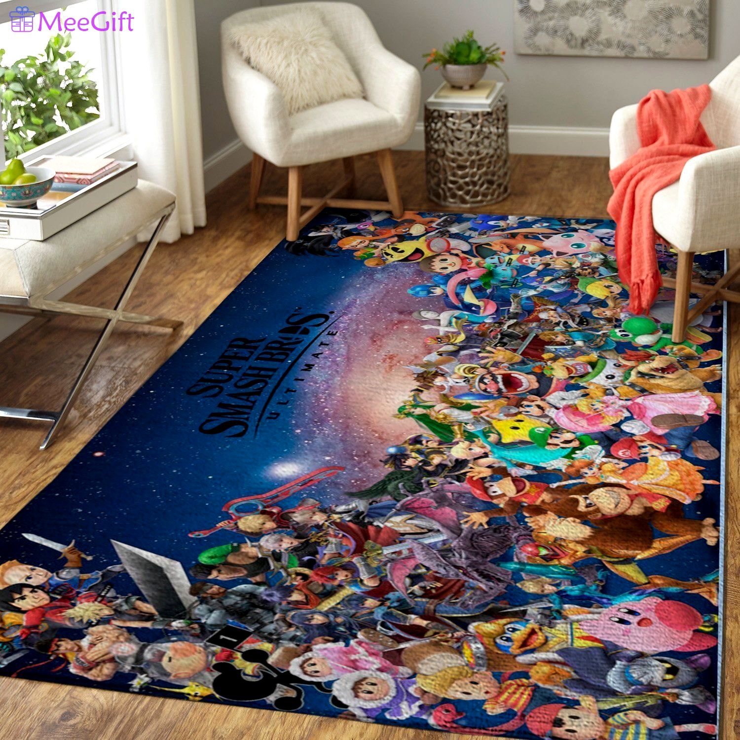 Rugs in living room and bedroom super smash bros. ultimate area rug nintendo video game carpet- gamer living room rugs- floor decor 19091601 Rectangle Rug
