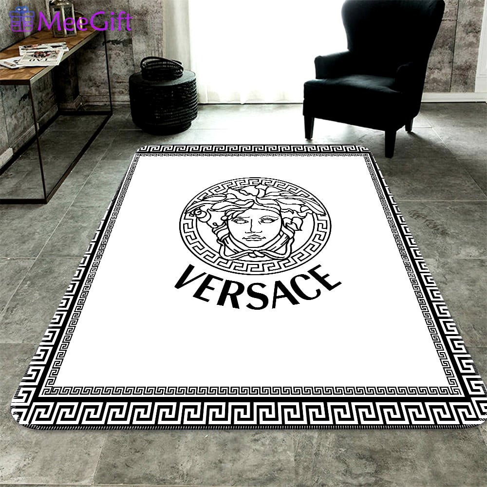 Rugs in living room and bedroom versace white fashion limited luxury brand premium rug carpet home decor Rectangle Rug