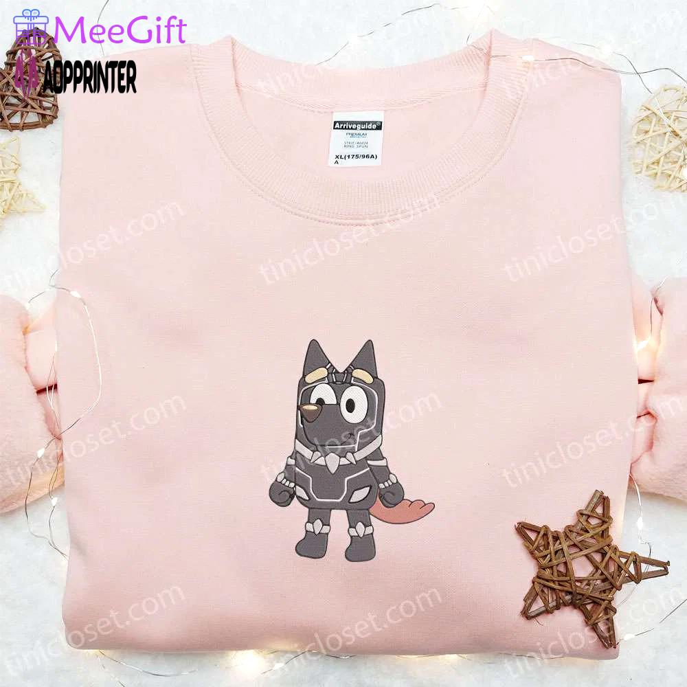 Rusty black panther marvel team embroidered shirt & bluey cartoon hoodie: best gift idea Embroidered Shirt