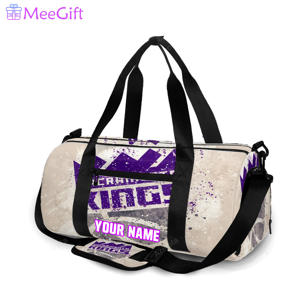 Sacramento kings emblem texture brush personalized name travel bag gym bag 2375 Travel Bag