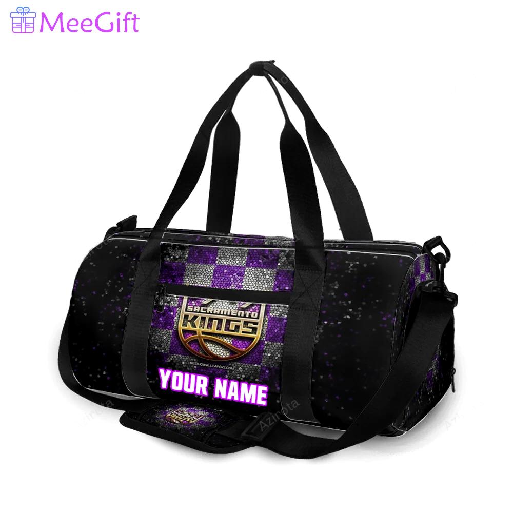 Sacramento kings emblem texture twinkle personalized name travel bag gym bag 2294 Travel Bag