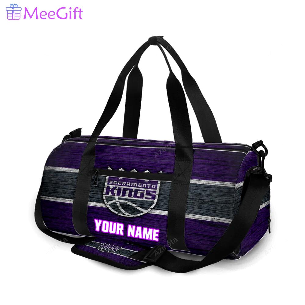 Sacramento kings emblem wood personalized name travel bag gym bag 2309 Travel Bag