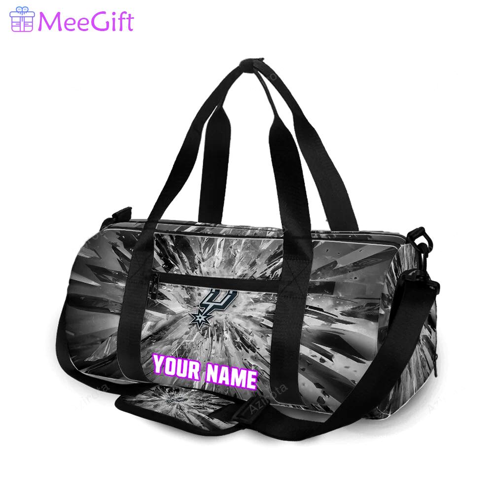 San antonio spurs crack glass black personalized name travel bag gym bag 2249 Travel Bag