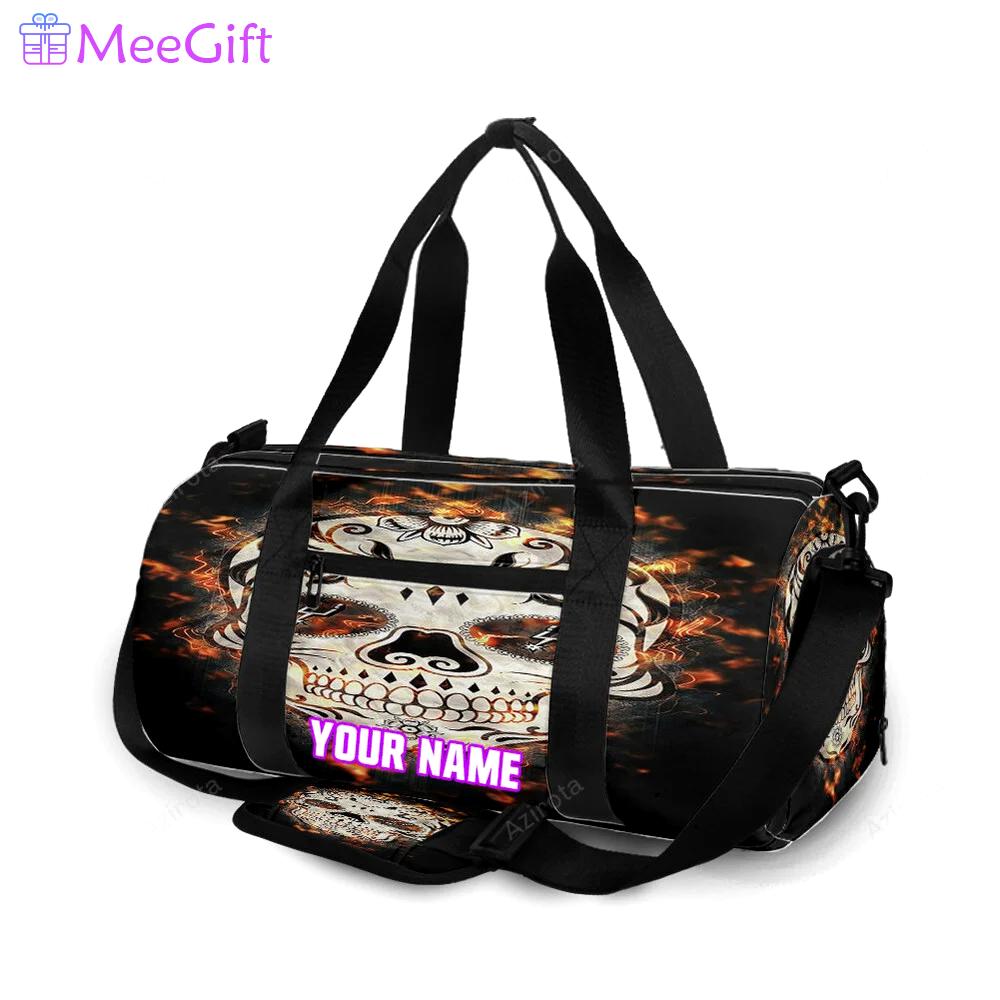 San antonio spurs skull fire personalized name travel bag gym bag 2640 Travel Bag