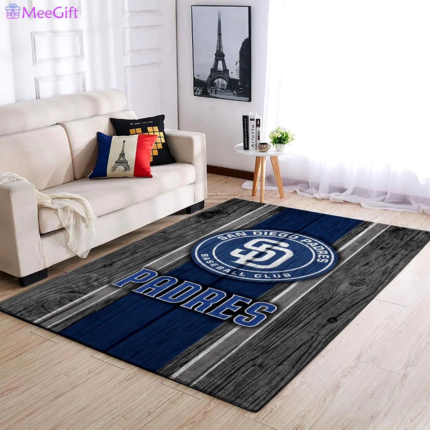 San diego padres wooden area rug mlb baseball team logo carpet living room rugs Rectangle Rug