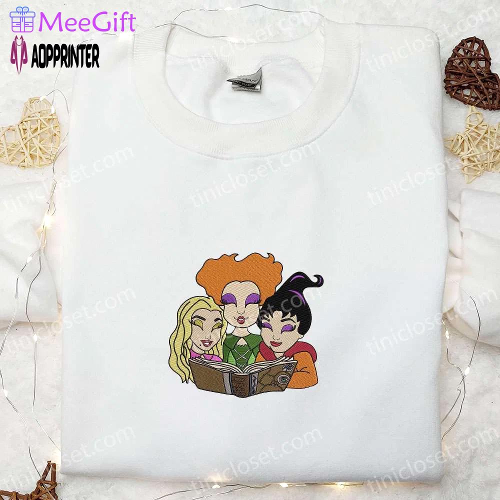 Sanderson sisters embroidered sweatshirt: disney halloween hoodie best family halloween gift Embroidered Shirt