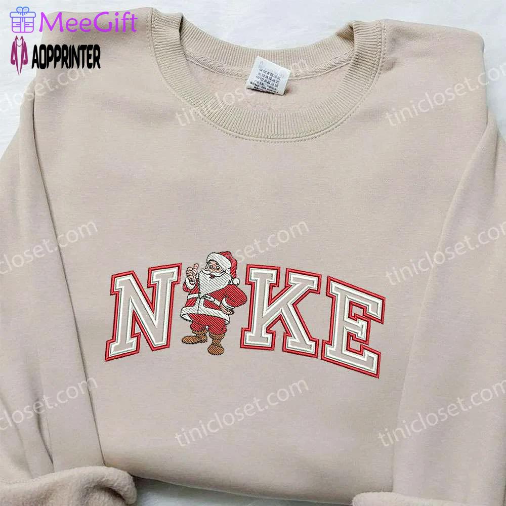Santa claus x nike embroidered sweatshirt: best christmas gift ideas nike inspired shirt Embroidered Shirt