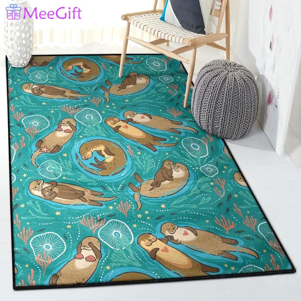 Sea otter area rugs, otter rug Rectangle Rug