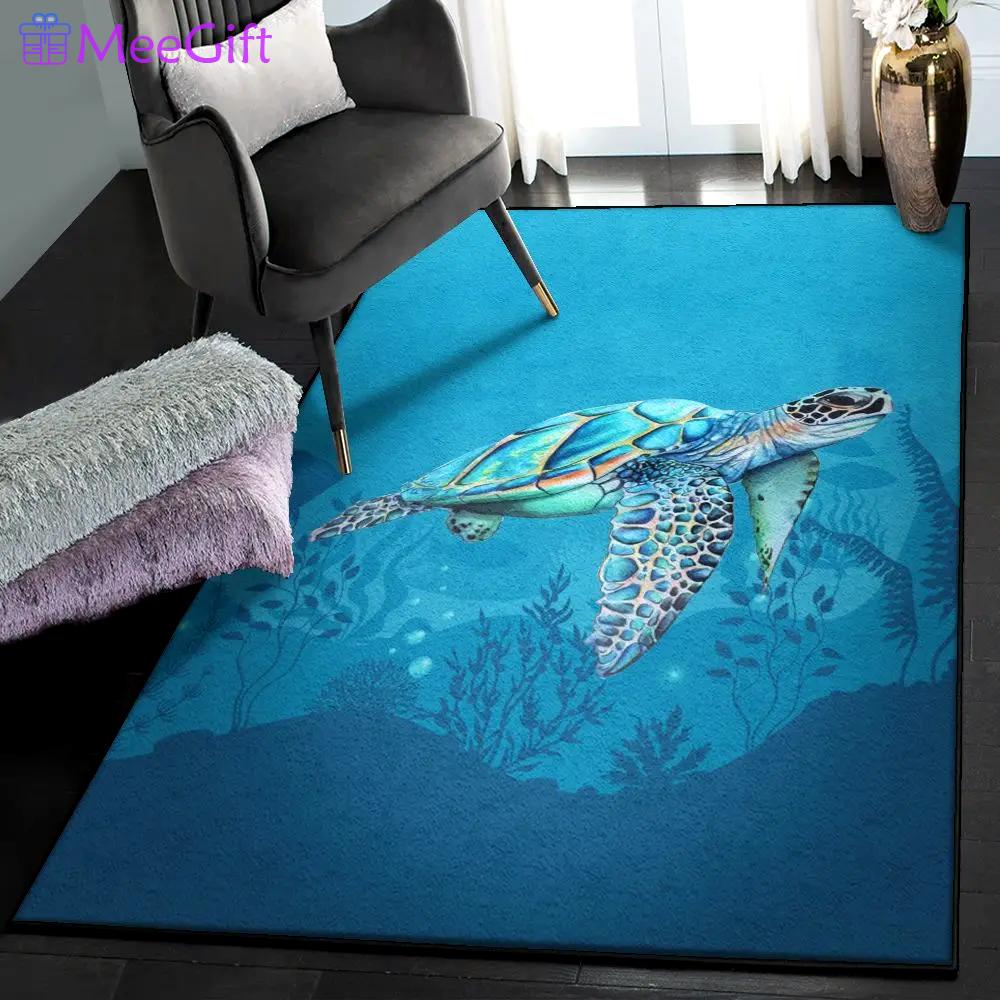 Sea turtle modern rugs, sea turtle rug Rectangle Rug