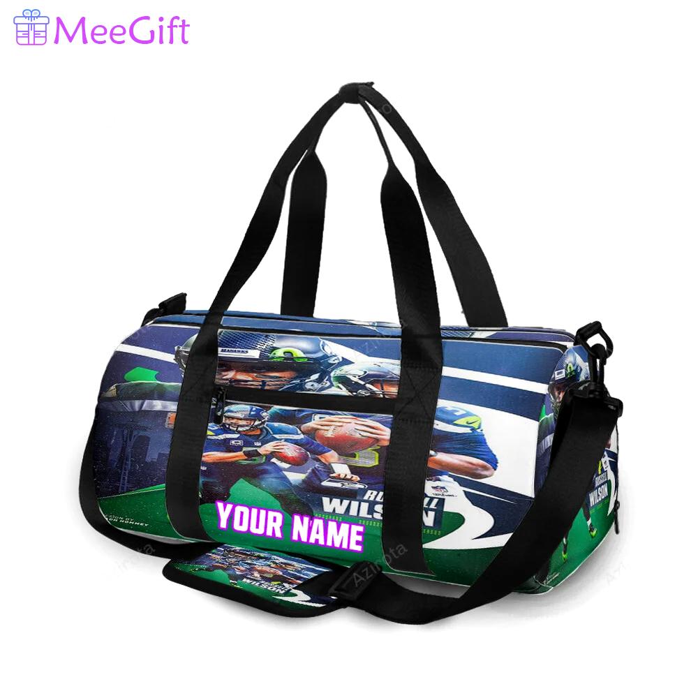 Seattle seahawks russell wilson6 personalized name travel bag gym bag 774 Travel Bag