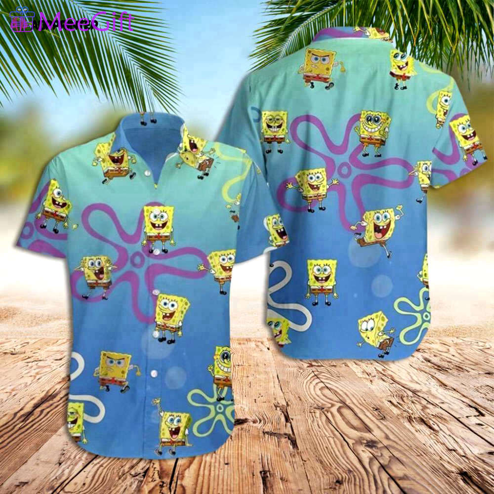 Shop the trendy spongebob flower hawaiian shirt – perfect for a fun summer look! Hawaii Shirt