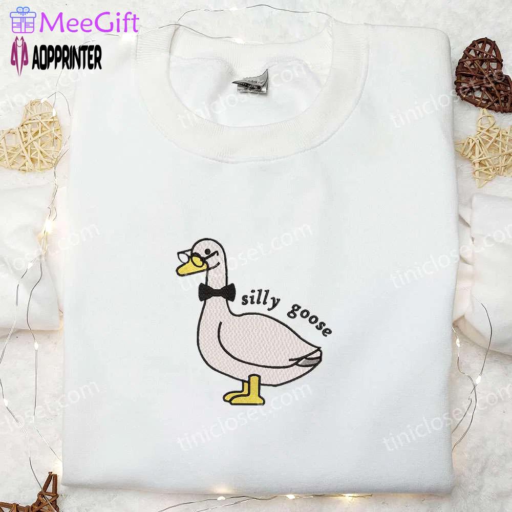 Silly goose embroidered shirt: animal & funny design glasses accent Embroidered Shirt