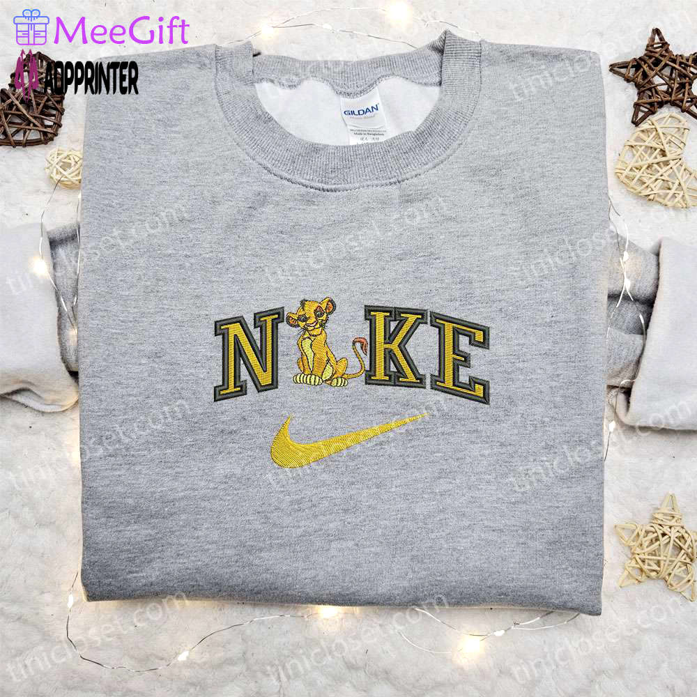 Simba x nike cartoon embroidered tshirt – nike inspired shirt perfect family gift Embroidered Shirt