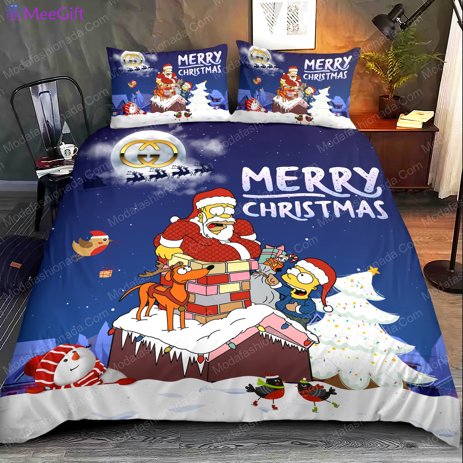 Simpson family gucci merry christmas bedding sets  model 25 home decoration Bedding Sets