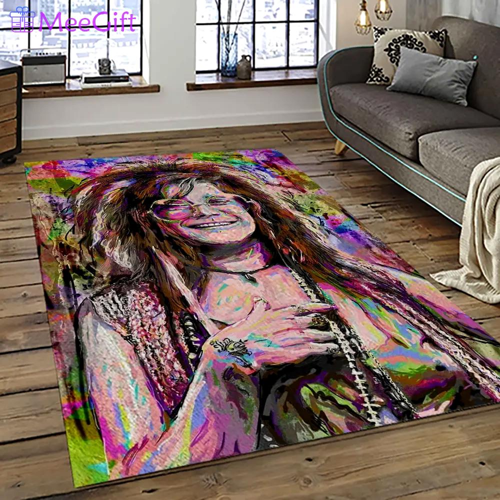 Singer janis joplin music carpet rectangle area rug for living room bedroom decor jj43 Rectangle Rug