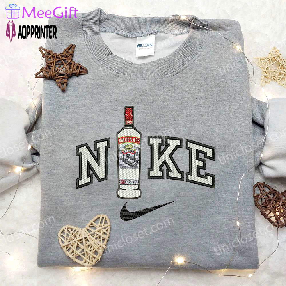 Smirnoff x nike embroidered sweatshirt: favorite drink & nike inspired shirt Embroidered Shirt