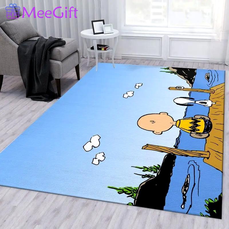Snoopy and charlie brown area rug living room and bed room rug rug regtangle carpet floor decor home decor Rectangle Rug