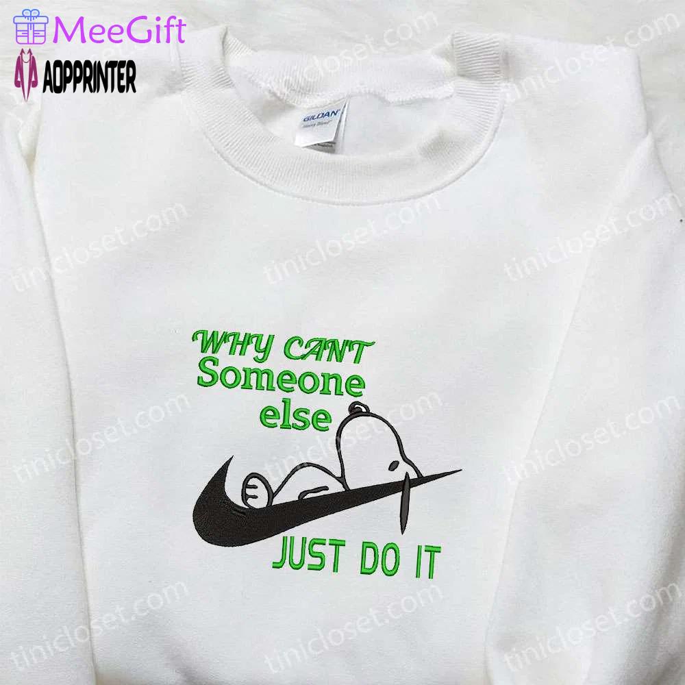 Snoopy just do it x nike embroidered tshirt – nike inspired shirt perfect family gift Embroidered Shirt