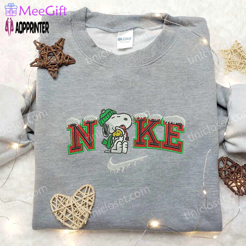 Snoopy & woodstock x nike embroidered sweatshirt: best nike inspired christmas gift Embroidered Shirt