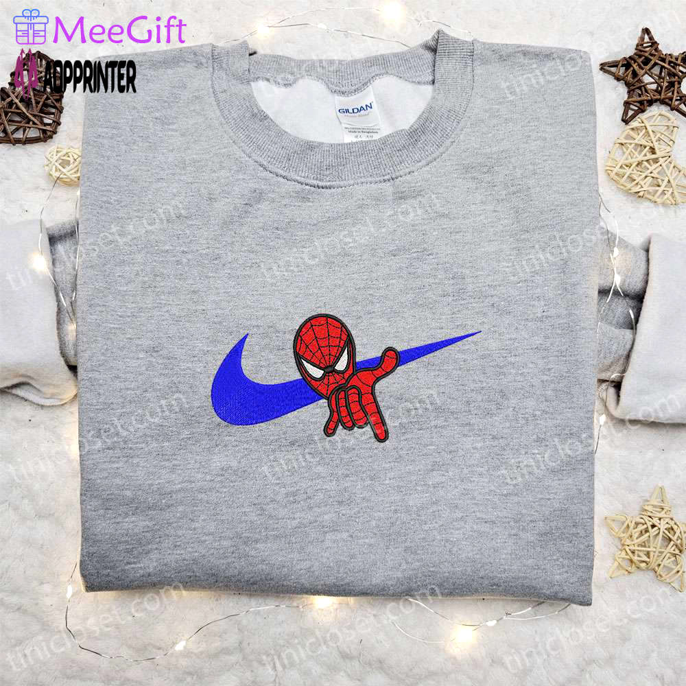 Spider-man x nike swoosh movie embroidered hoodie & shirt: best gift ideas! Embroidered Shirt