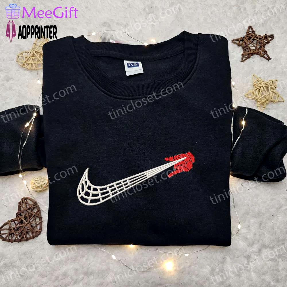 Spider-man x swoosh movie embroidered sweatshirt: marvel comics hoodie – best birthday gift ideas Embroidered Shirt