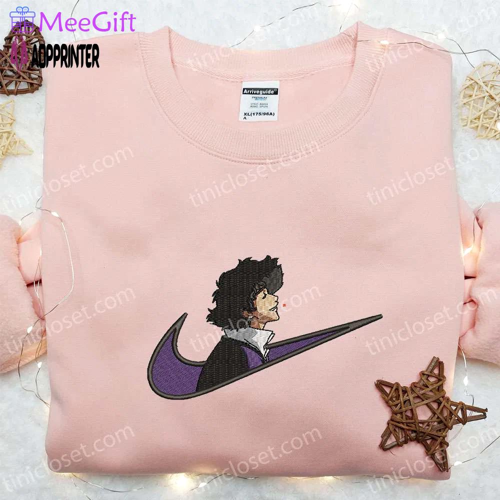 Spike spiegel x swoosh embroidered t-shirt cowboy bebop anime hoodie & nike inspired sweatshirt Embroidered Shirt