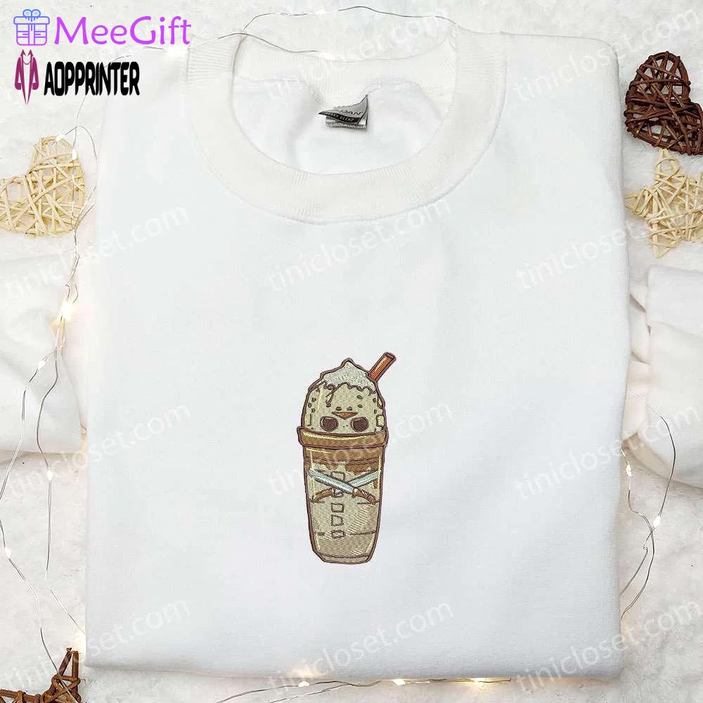 Spook-tacular horror latte embroidered shirt – perfect halloween gift for family Embroidered Shirt
