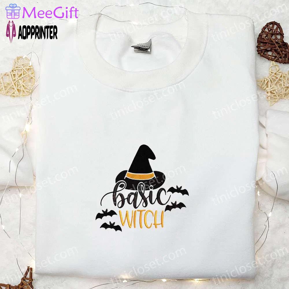 Spooktacular basic witch hat halloween embroidered sweatshirt: must-have halloween shirt! Embroidered Shirt