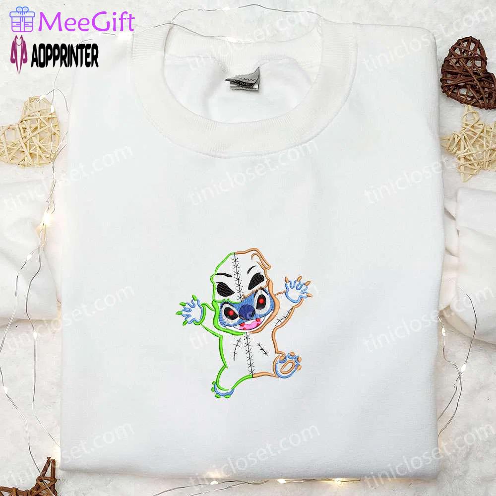 Spooktacular halloween stitch oogie boogie embroidered shirt – disney s cute halloween embroidery Embroidered Shirt