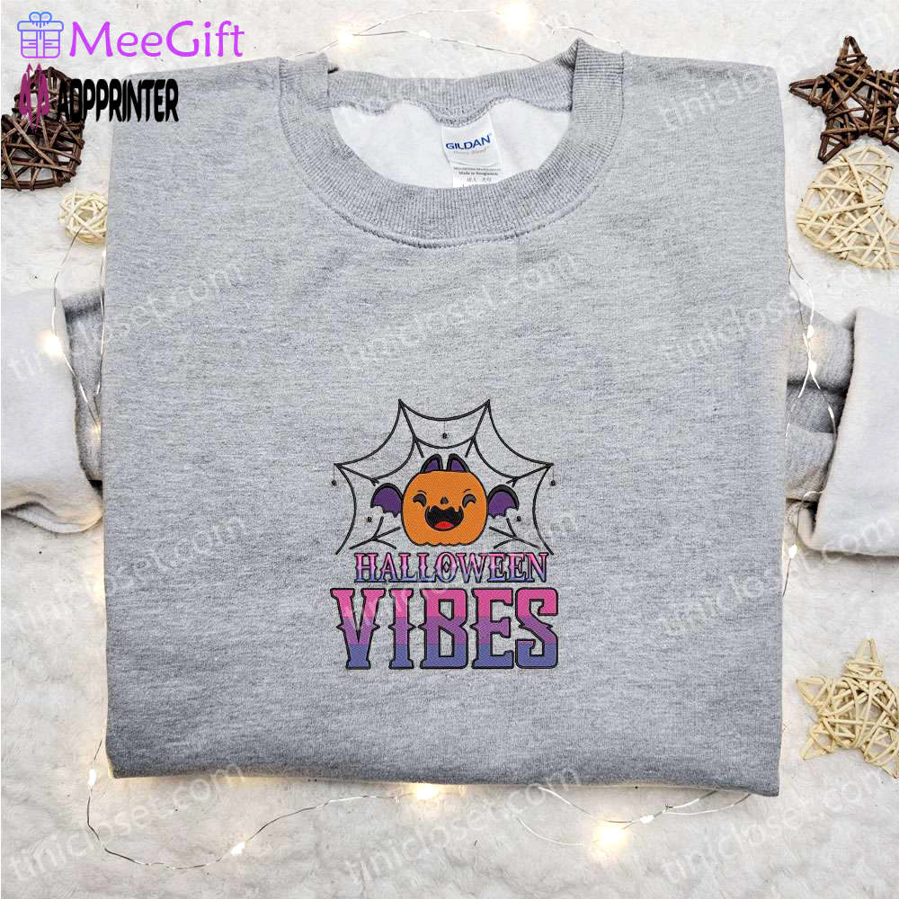Spooktacular halloween vibes pumpkin sweatshirt & hoodie: best gift ideas Embroidered Shirt