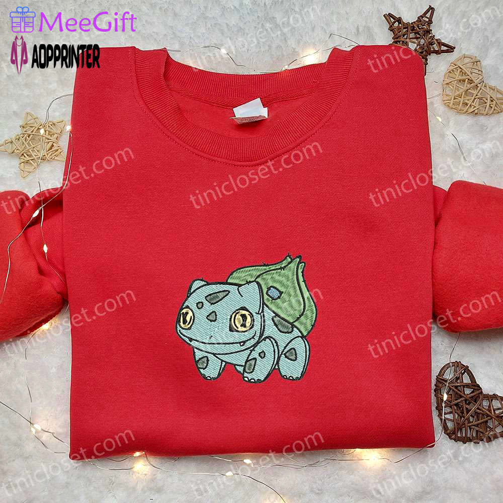Spooky bulbasaur pokemon embroidered shirt – halloween & pokemon inspired design Embroidered Shirt
