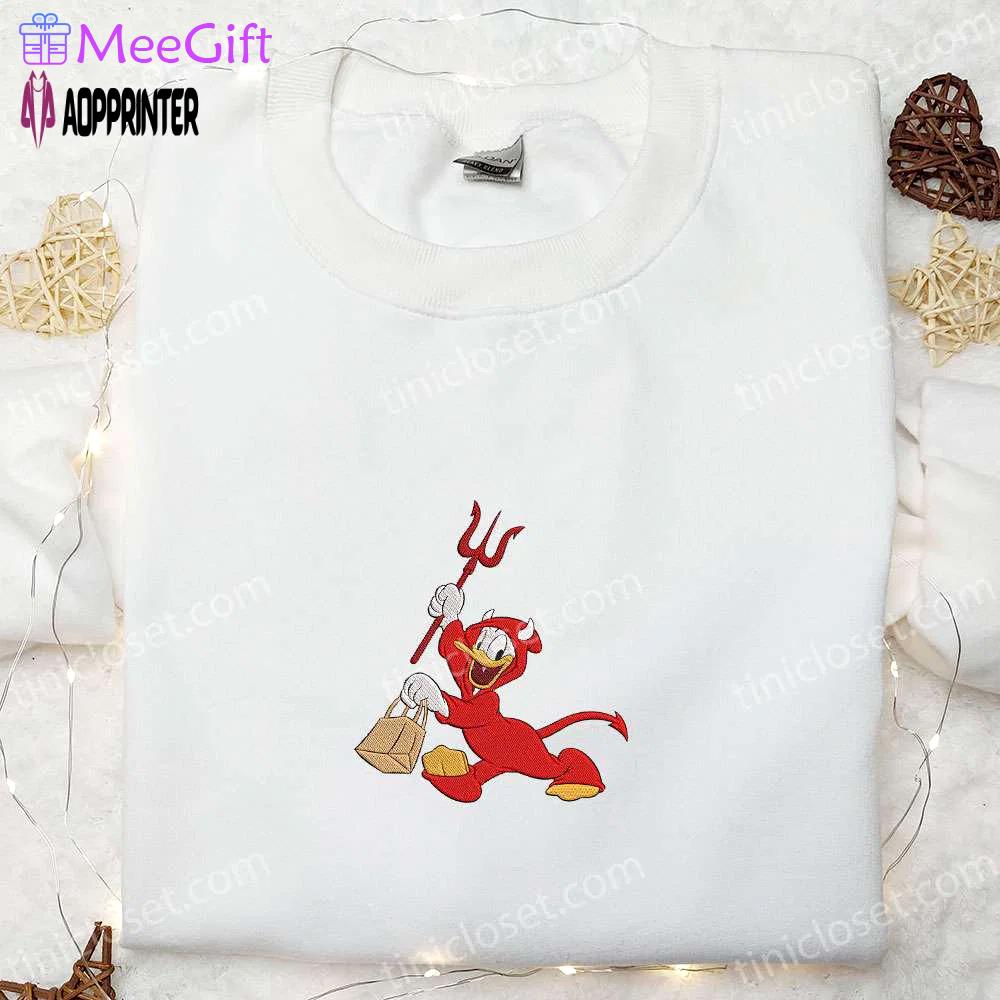 Spooky donald devil embroidered shirt & disney halloween hoodie – best family gifts Embroidered Shirt