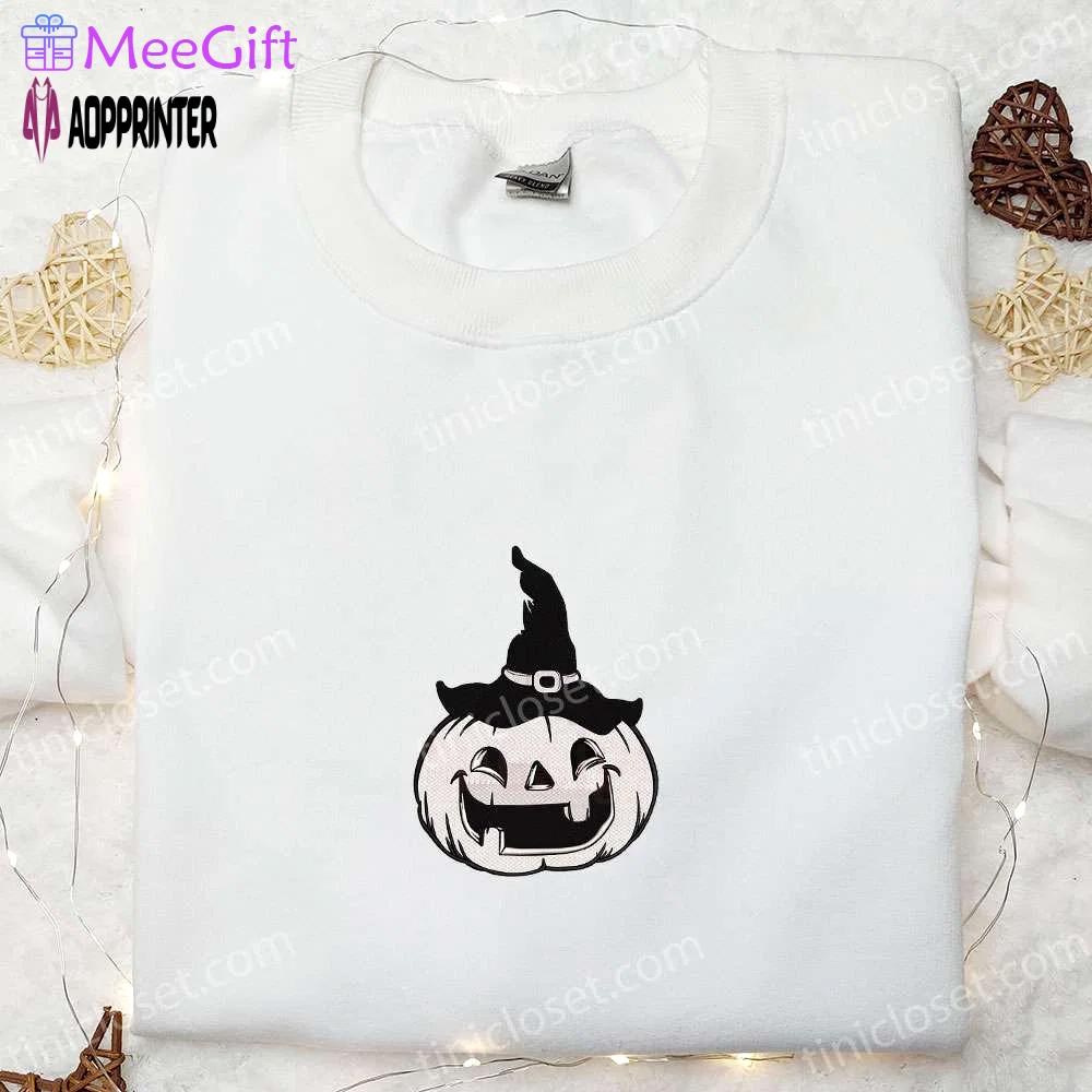Spooky fun: laughing halloween pumpkin embroidered shirt – funny & cool halloween tee Embroidered Shirt