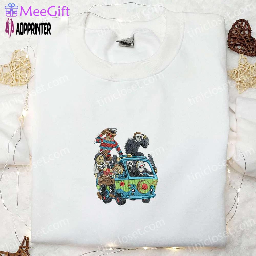 Spooky gang embroidered shirt: spirit halloween tee & funny hoodie Embroidered Shirt