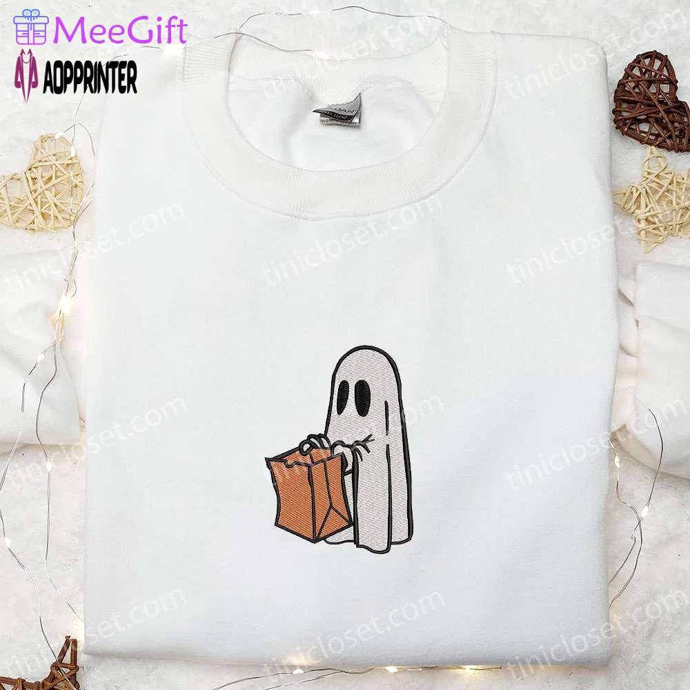 Spooky ghost box embroidered sweatshirt: halloween shirt & best gift idea Embroidered Shirt
