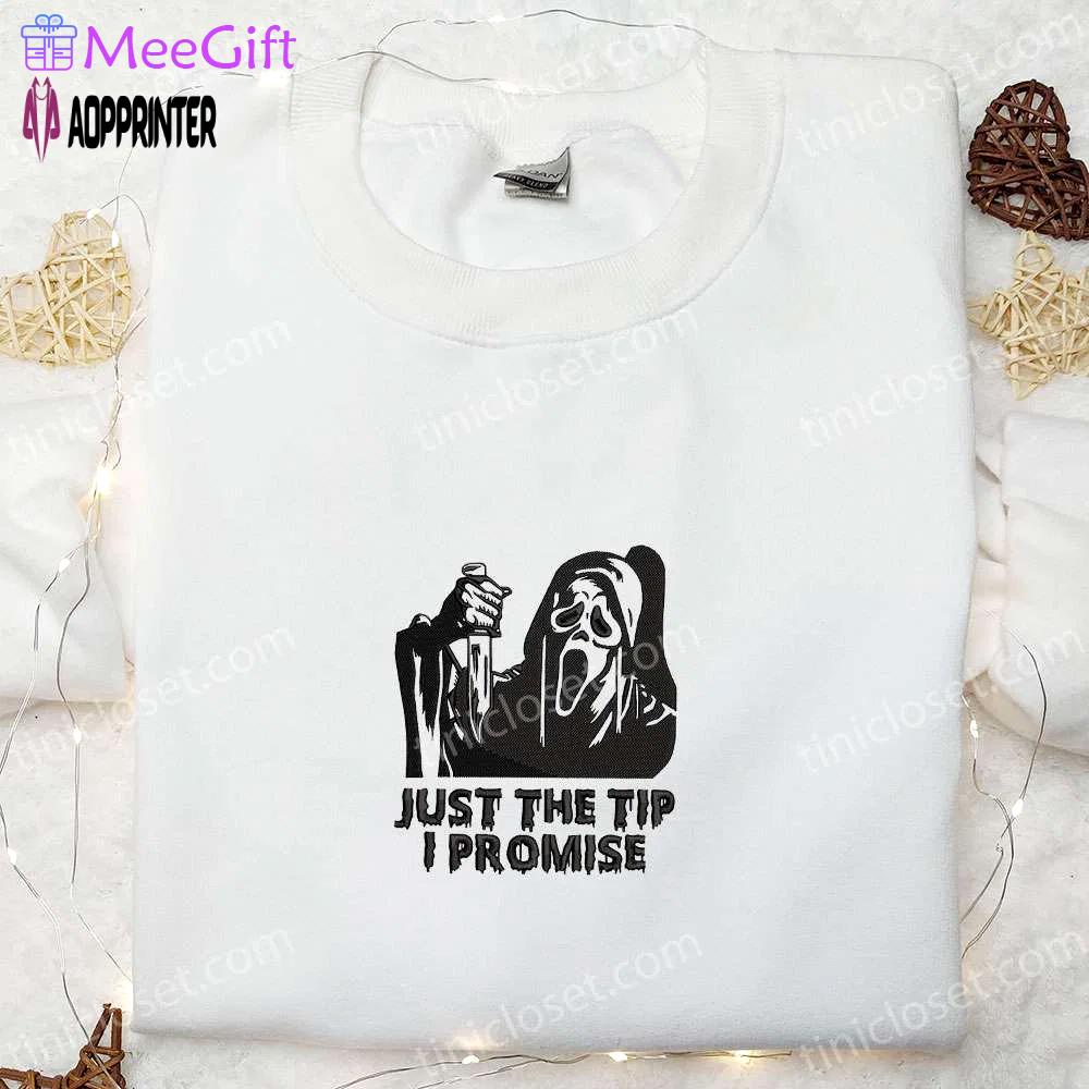 Spooky ghost embroidered shirt – just the tip i promise cool halloween shirts Embroidered Shirt