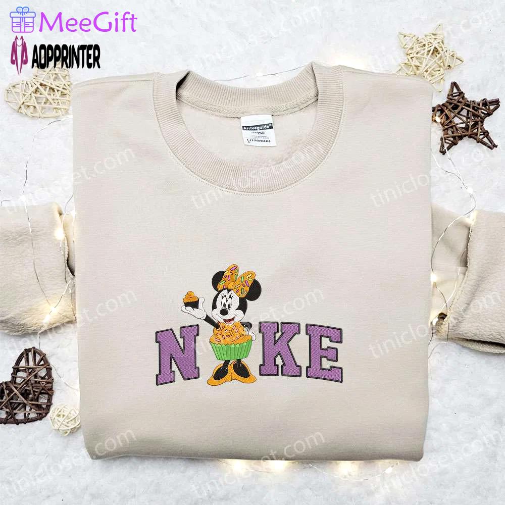 Spooky nike halloween x minnie mouse cake embroidered sweatshirt & shirt – best disney characters halloween gift ideas Embroidered Shirt