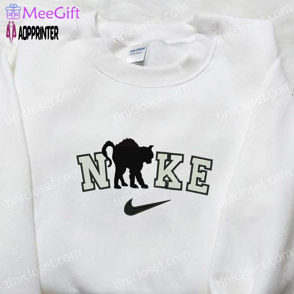 Spooky nike x scary halloween cat sweatshirt – perfect gift for halloween lovers Embroidered Shirt