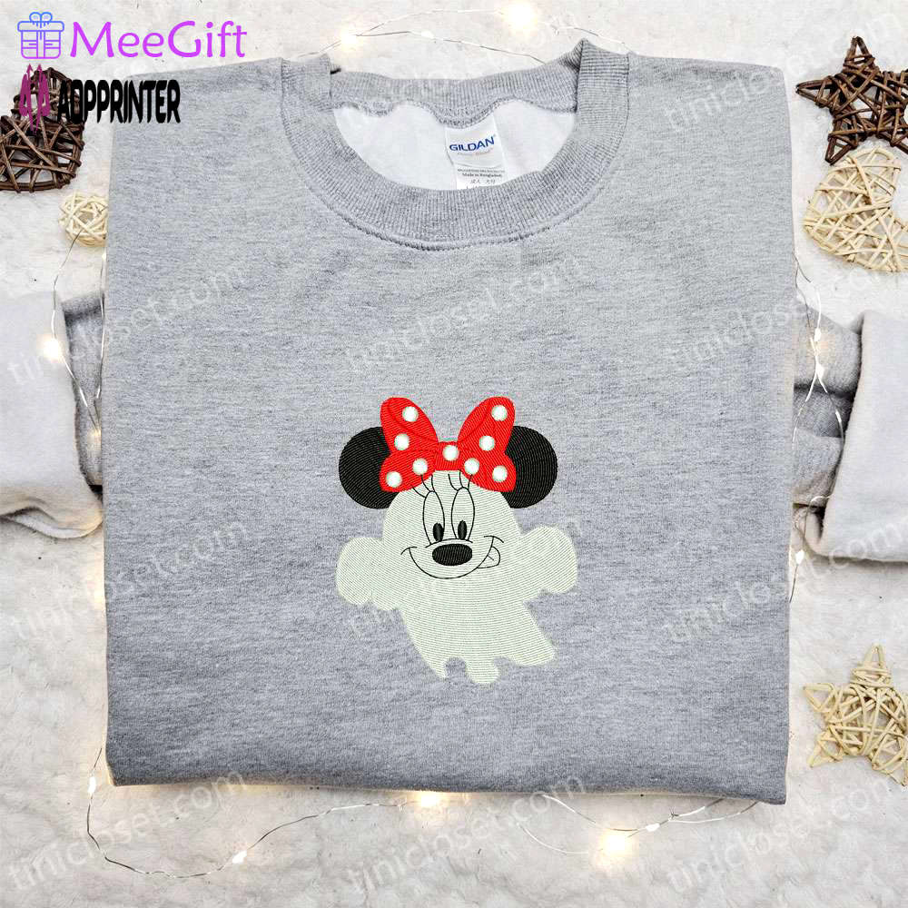 Spooky smiling boo minnie embroidered shirt – best disney halloween gift ideas Embroidered Shirt