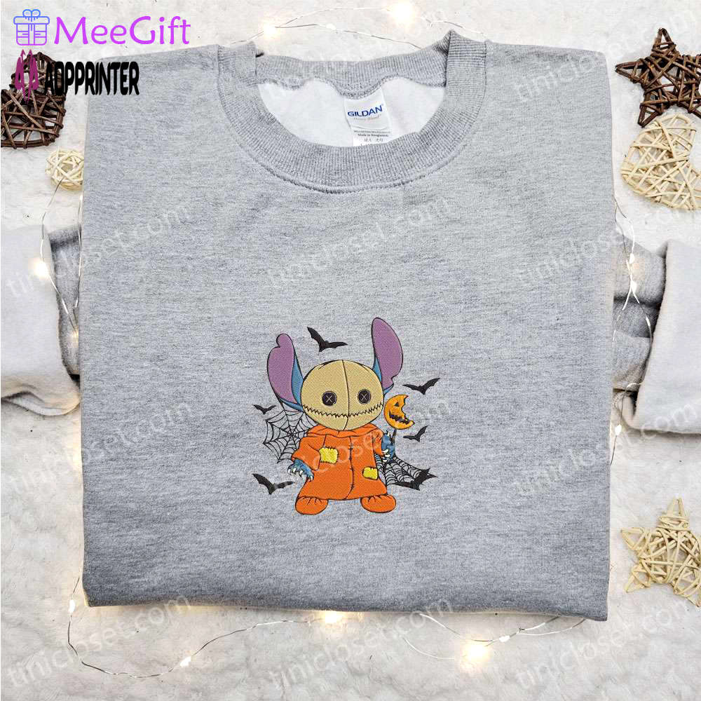Spooky stitch sam trick or treat shirt & disney characters hoodie – best halloween gift ideas Embroidered Shirt