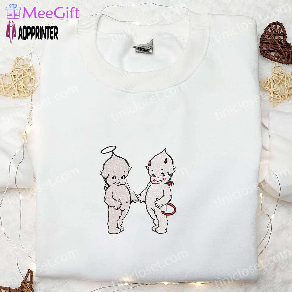 Spooky style: angel and devil embroidered sweatshirt halloween hoodie – best halloween gifts Embroidered Shirt