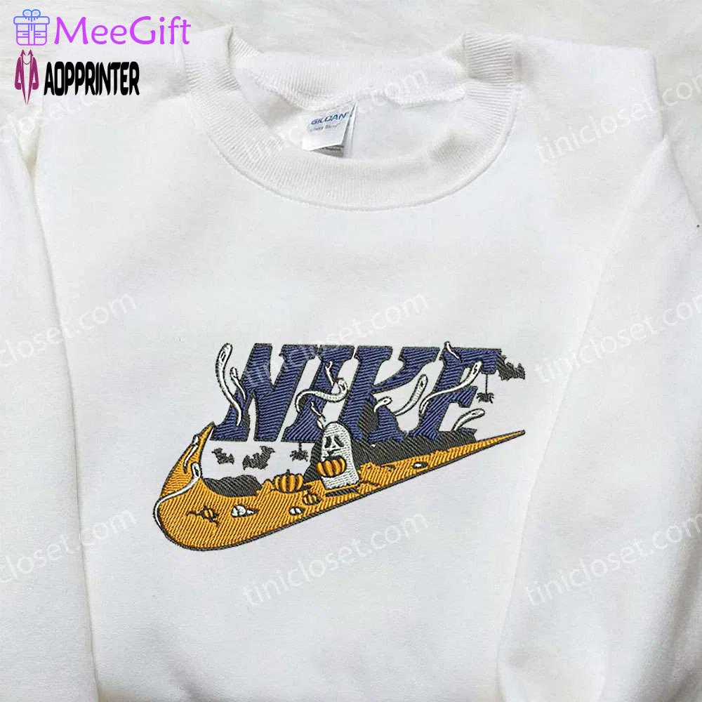 Spooky style: nike x ghost embroidered shirt – halloween customized! Embroidered Shirt