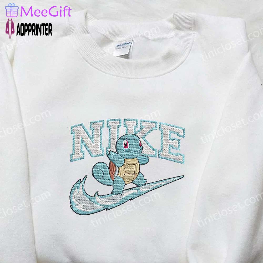 Squirtle x nike embroidered sweatshirt: pokemon & nike inspired shirt Embroidered Shirt